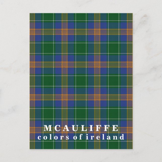 Carte Postale Couleurs de l'Irlande Clan McAuliffe Tartan (Devant)