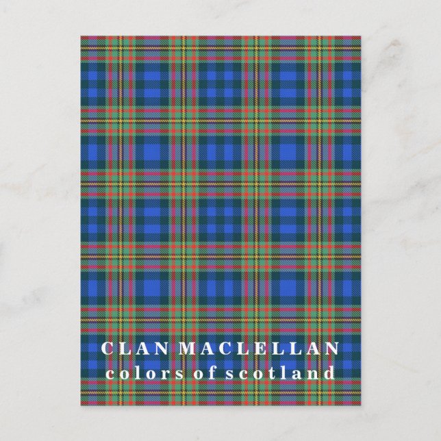 Carte Postale Couleurs d'Ecosse Clan MacLellan Tartan (Devant)