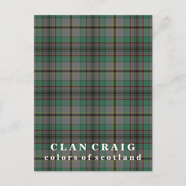 Carte Postale Couleurs du clan écossais Craig Tartan (Devant)