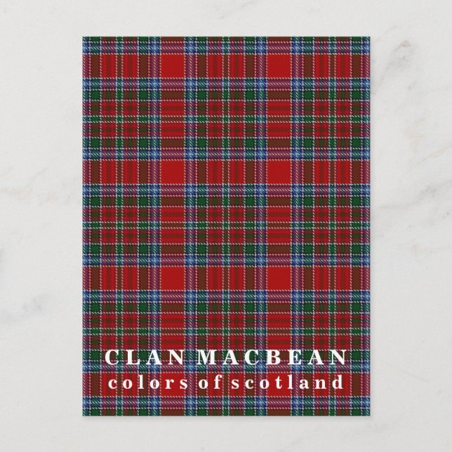 Carte Postale Couleurs du clan écossais MacBean Tartan (Devant)