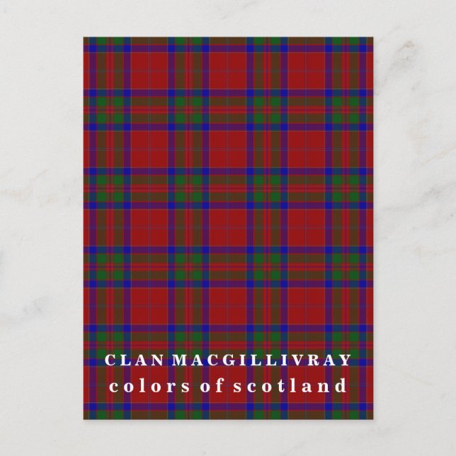 Carte Postale Couleurs du Clan écossais MacGillivray Tartan (Devant)