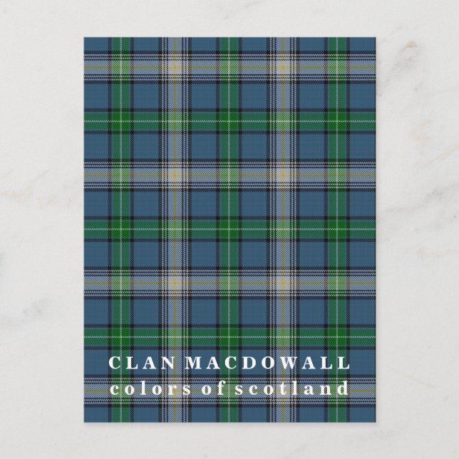 Carte Postale Couleurs du Tartan du Clan MacDowall d'Écosse (Devant)
