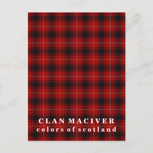 Carte Postale Couleurs du Tartan du Clan MacIver d'Écosse (Devant)