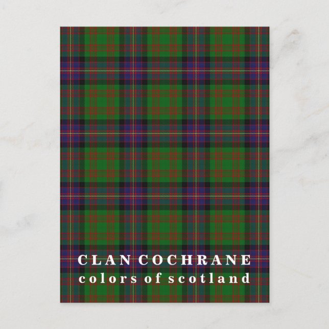 Carte Postale Couleurs écossaises Clan Cochrane Tartan (Devant)