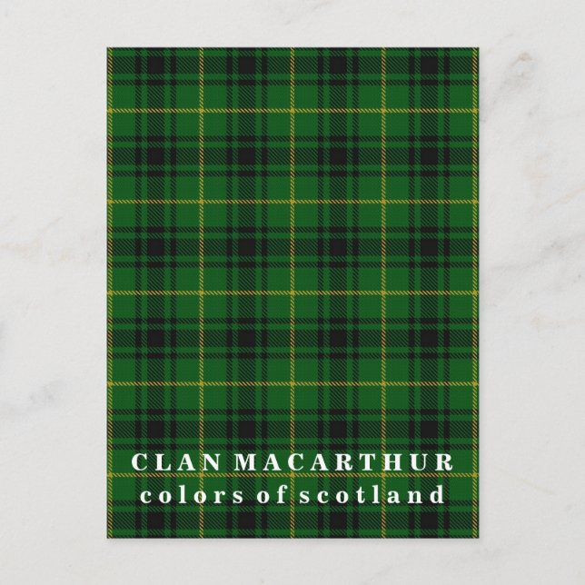 Carte Postale Couleurs écossaises Clan MacArthur Tartan (Devant)