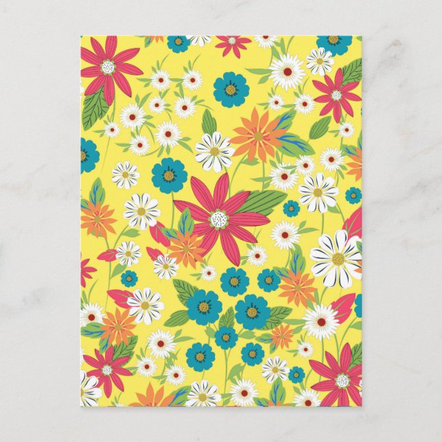Carte Postale Couleurs mignonnes tendance girly doux motif flora (Devant)