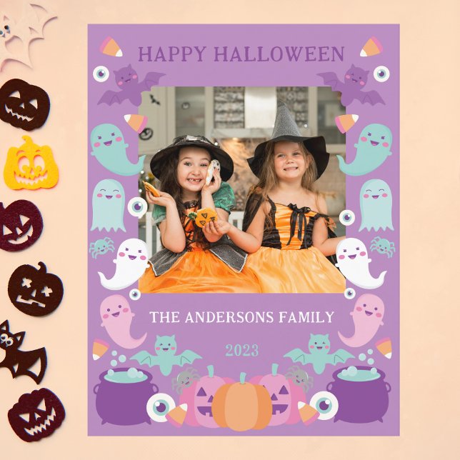 Carte Postale Couleurs mignonnes violet et pastel halloween cart (Créateur téléchargé)