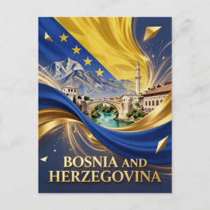 Carte Postale Couleurs Nationales de Bosnie-Herzégovine