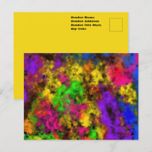 Carte Postale Couleurs Néon Acryliques Éclaboussure de Peinture 