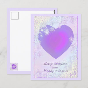 Carte Postale Couleurs pastel & coeurs violets battre
