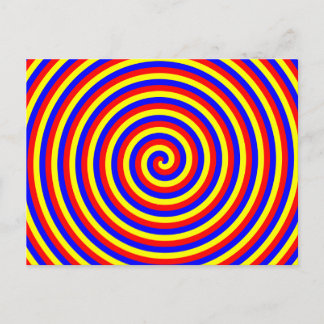 Carte Postale Couleurs primaires. Spirale brillante et colorée.