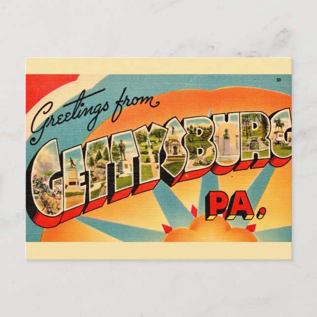 Carte Postale Couleurs Rétro Gettysburg PA (Devant)