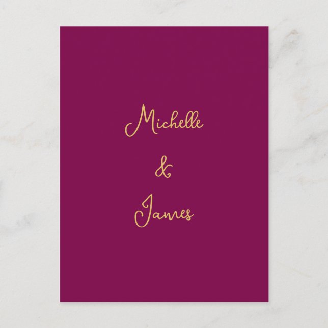 Carte Postale Couleurs Vin & Or Professionnel Tendance Moderne (Devant)