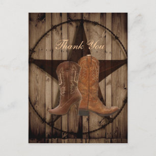Carte Postale Country Cowboy Boots Western Mariage merci
