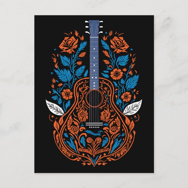 Carte Postale Country Guitare Art (Devant)