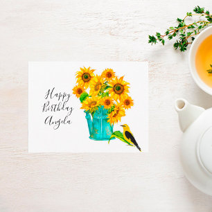 Carte Postale Country Sunflowers Bouquet Anniversaire