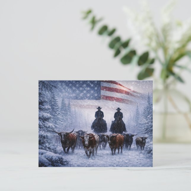 Carte Postale Country Western Cowboy Noël  (Debout devant)