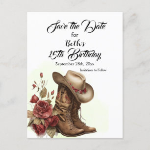 Carte Postale Country Western, Rose, 15e anniversaire Enregistre