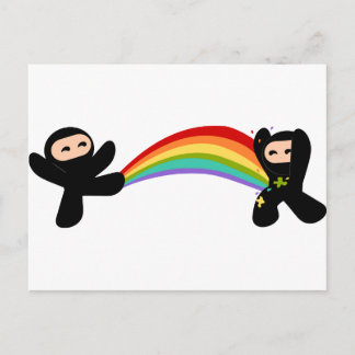 Carte Postale Coup de pied du ninja arc-en-ciel