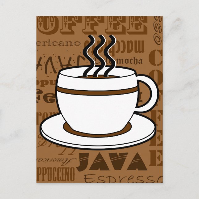 Carte Postale Coupe de café - Mots de café Imprimer - Brown (Devant)