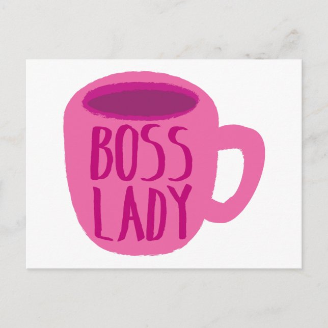 Carte Postale Coupe de café rose Boss Lady (Devant)