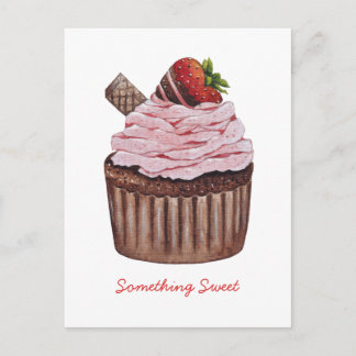Carte Postale Coupe De Fraise Cute À L'Aquarelle