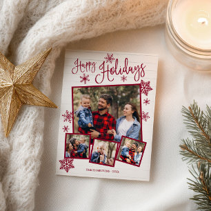Carte Postale Coupe de Happy Holidays Snowflake Rustic 4 photos