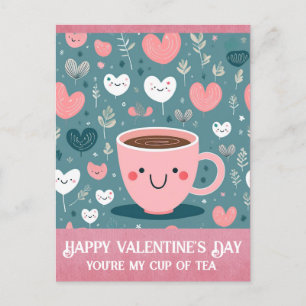 Carte Postale Coupe de Thé Coeurs de la Journée des Valentines R