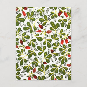 Carte Postale Coupe rouge Vintage motif floral