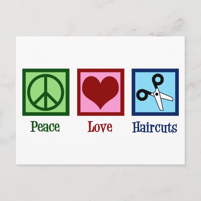 Carte Postale Coupes de cheveux Peace Love (Devant)