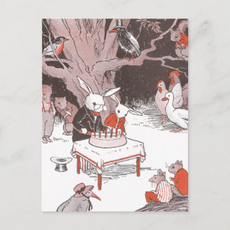Carte Postale Coupes de lapin gâteau d'anniversaire