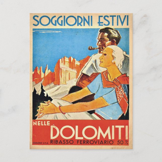 Carte Postale Couple à Dolomites Alpes, Italie (Devant)