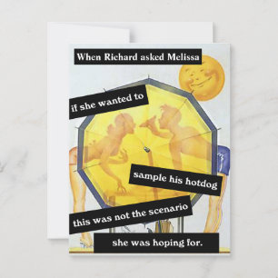 Carte Postale Couple à la plage avec Hotdog Personnalisé Drôle