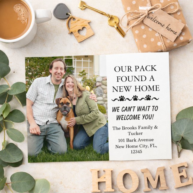 Carte Postale Couple and Dog Moving Announcement (couple and dog new home announcement)