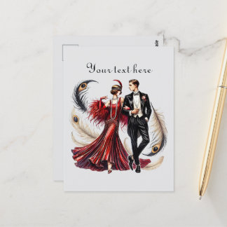 Carte Postale Couple art déco ajouter du texte