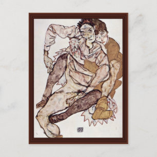 Carte Postale Couple assis Par Schiele Egon