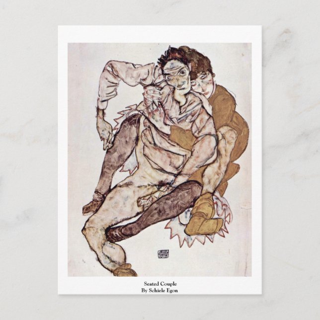 Carte Postale Couple assis Par Schiele Egon (Devant)