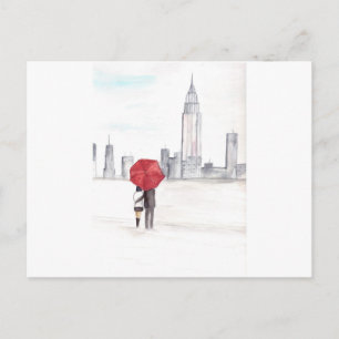 Carte Postale Couple au parapluie rouge New York cool tendance b
