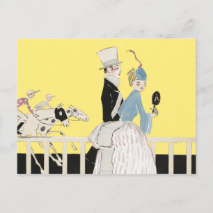 Carte Postale Couple aux Courses