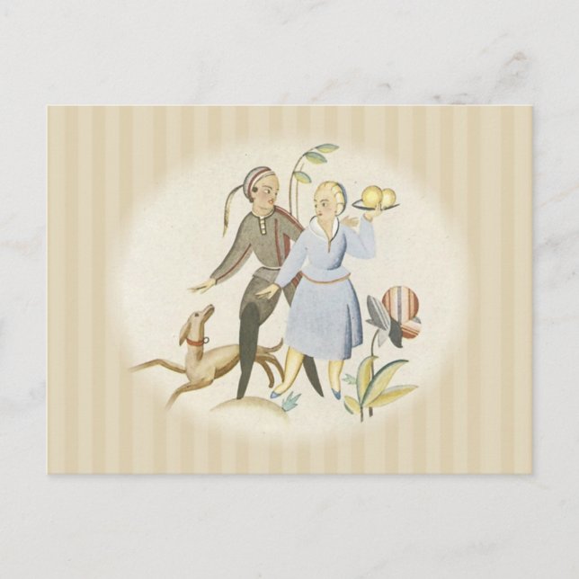 Carte Postale Couple avec chien (Devant)