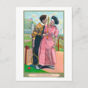 Carte Postale Couple avec Tennis GearMême vieille raquette