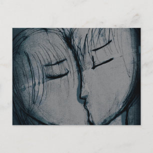 Carte Postale couple baiser, romantique