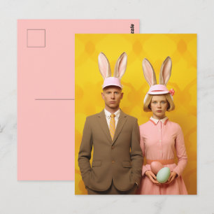 Carte Postale Couple Bunny de Pâques