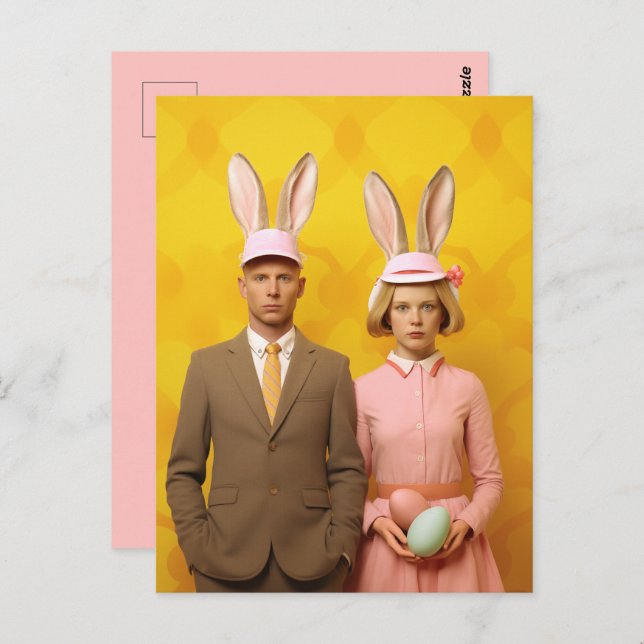 Carte Postale Couple Bunny de Pâques (Devant / Derrière)