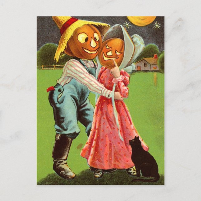 Carte Postale Couple citrouille en amour (Devant)