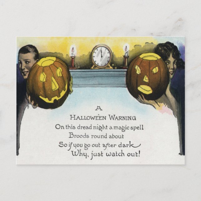 Carte Postale Couple Citrouille Jack O Lantern (Devant)