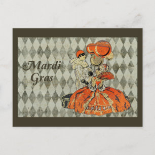 Carte Postale Couple costume Mardi Gras