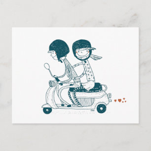 Carte Postale Couple d'amour sur dessin