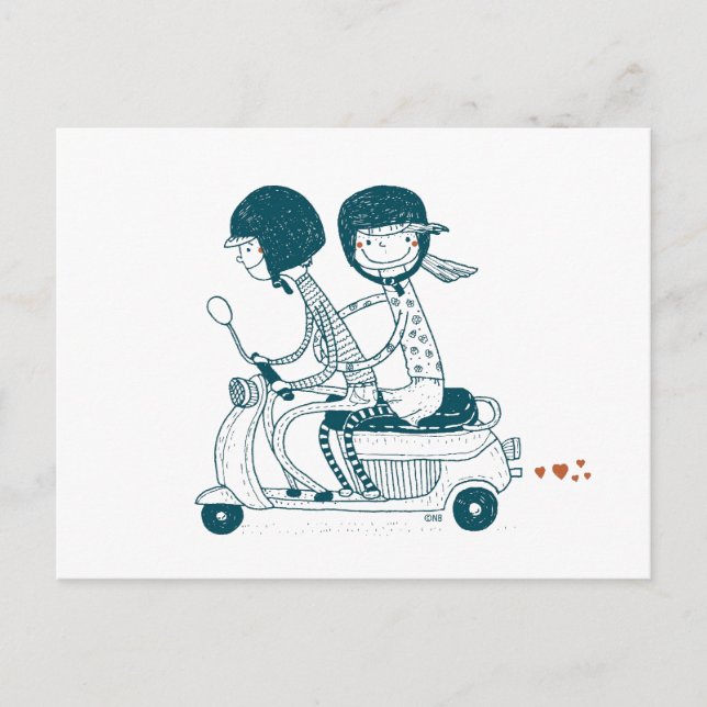 Carte Postale Couple d'amour sur dessin (Devant)