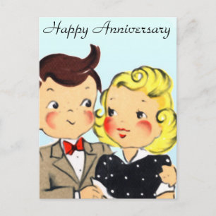 Carte Postale Couple d'anniversaire vintage